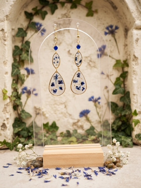 Boucles d'oreilles pendantes « Éclat Saphir »