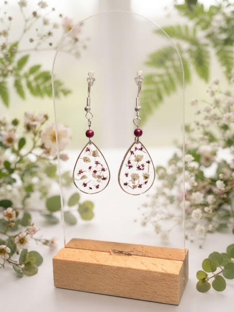 Boucles d'oreilles pendantes « Douceur Pourprée »